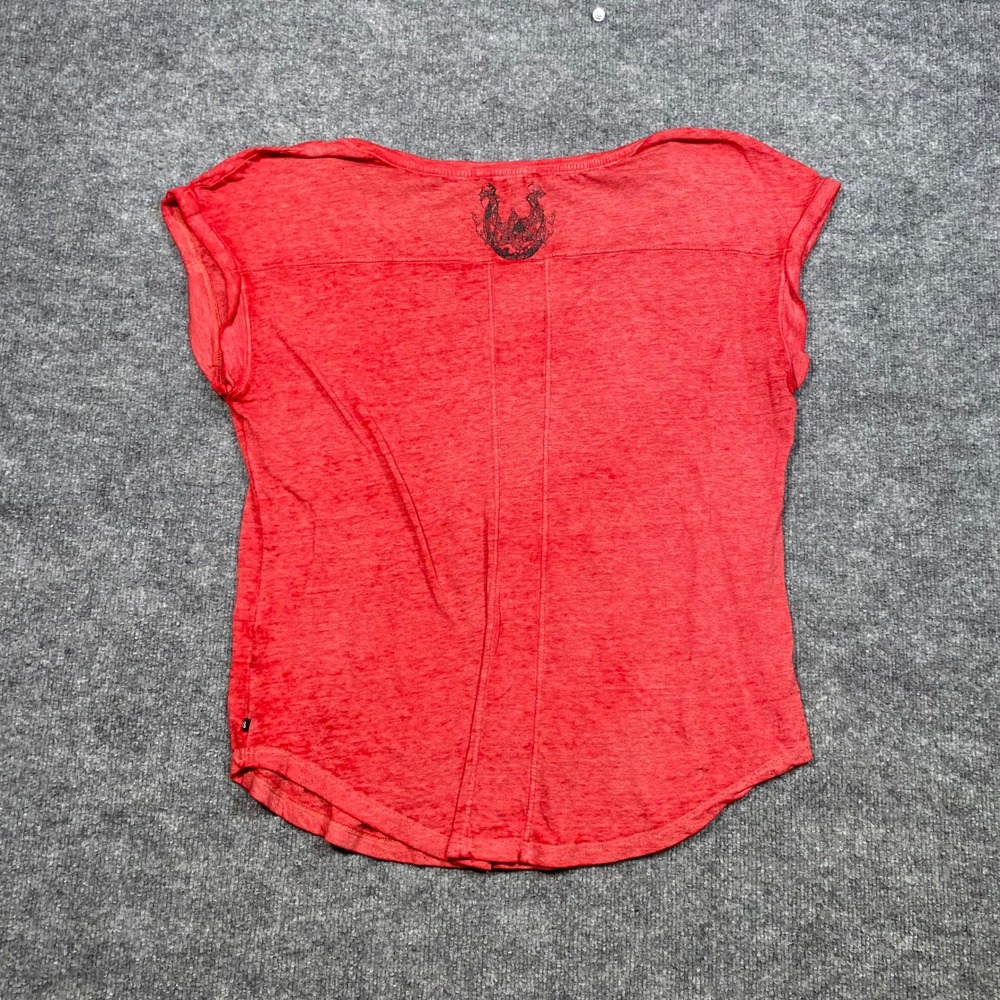 Rock & Republic Womens XL Red Fortune Freedom Horseshoe Graphic Cap Sleeve Tee - Picture 2 of 7